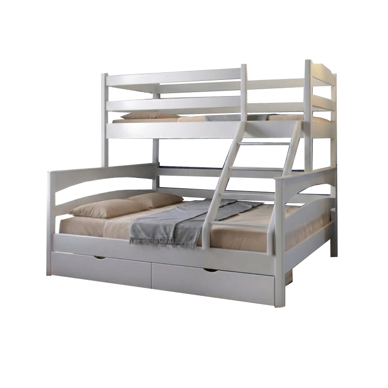 Двоярусне дитяче ліжко Mebigrand Чикаго Білий (RAL9003) 120-70х190 см з ящиками (MBG-15532)