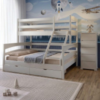 Двоярусне дитяче ліжко Mebigrand Чикаго Бежевий (S2005Y50R) 140-80х200 см з ящиками (MBG-15529)
