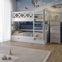 Двоярусне дитяче ліжко Mebigrand Мальта Білий (RAL9003) 90х190 см з ящиками (MBG-15015)