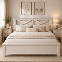 Двуспальная кровать Mebigrand Прованс Н Белый (RAL9003) 140х190 см (MBG-1567)
