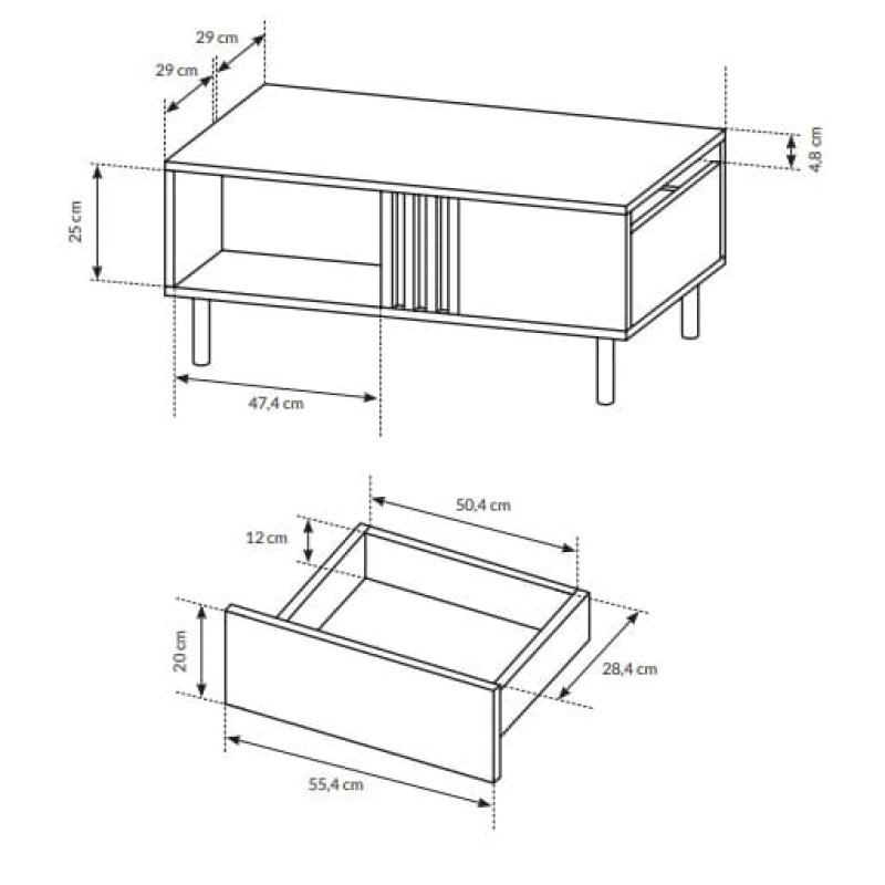 Журнальний стіл з телескопічними напрямними Perfect Home Kadis 100,1х60х43,2 Дуб артизан/Антрацит (PFH-091071)
