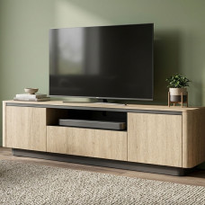 Тумба під телевізор Perfect Home Torro 3D/200 200x54,9x38,1 Дуб кремона/Чорний (PFH-091417)