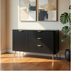 Комод з телескопічними напрямними Perfect Home Lante 1D3S/138 138,2x81,2x38 Чорний (золоті ніжки) (PFH-091192)