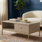 Журнальний стіл з телескопічними напрямними Perfect Home Mono ML104 103,5x46,2x68 Беж пісочний (золоті ніжки) (PFH-091211)