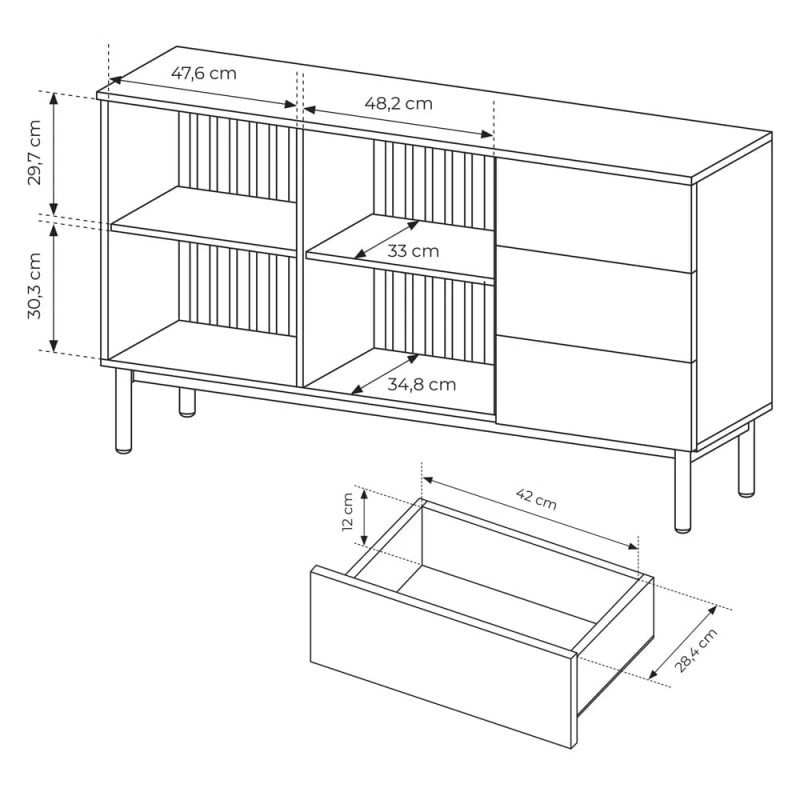 Комод з телескопічними напрямними Perfect Home Lang 2D3S/150 149,9x84,8x39,4 Чорний/Дуб евок (PFH-091143)