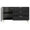 Комод з телескопічними напрямними Perfect Home Lante 1D3S/138 138,2x81,2x38 Чорний (золоті ніжки) (PFH-091192)