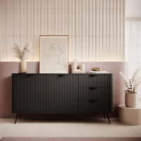 Комод з телескопічними напрямними Perfect Home Lante 2D3S/163 163,2x81,2x38 Чорний (чорні ніжки) (PFH-091115)