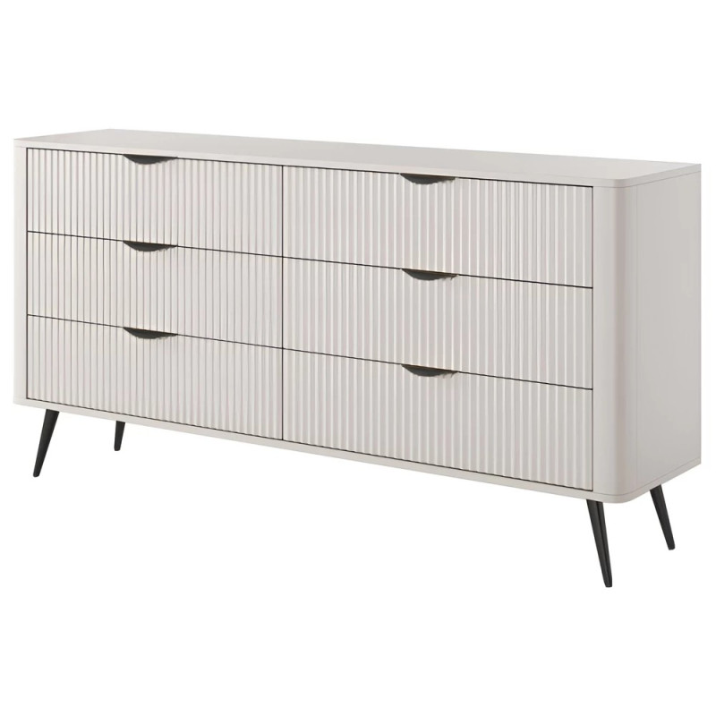 Комод з телескопічними напрямними Perfect Home Lante 6S/163 163,2x81,2x38 Бежевий (чорні ніжки) (PFH-091174)