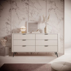 Комод з телескопічними напрямними Perfect Home Lante 6S/163 163,2x81,2x38 Бежевий (чорні ніжки) (PFH-091174)