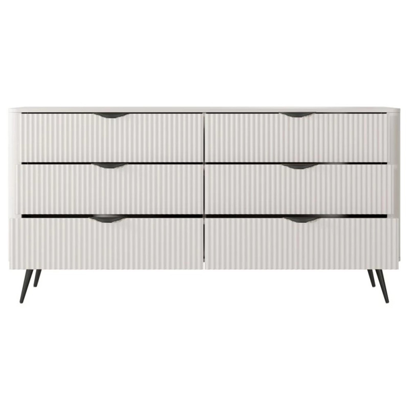 Комод з телескопічними напрямними Perfect Home Lante 6S/163 163,2x81,2x38 Бежевий (чорні ніжки) (PFH-091174)