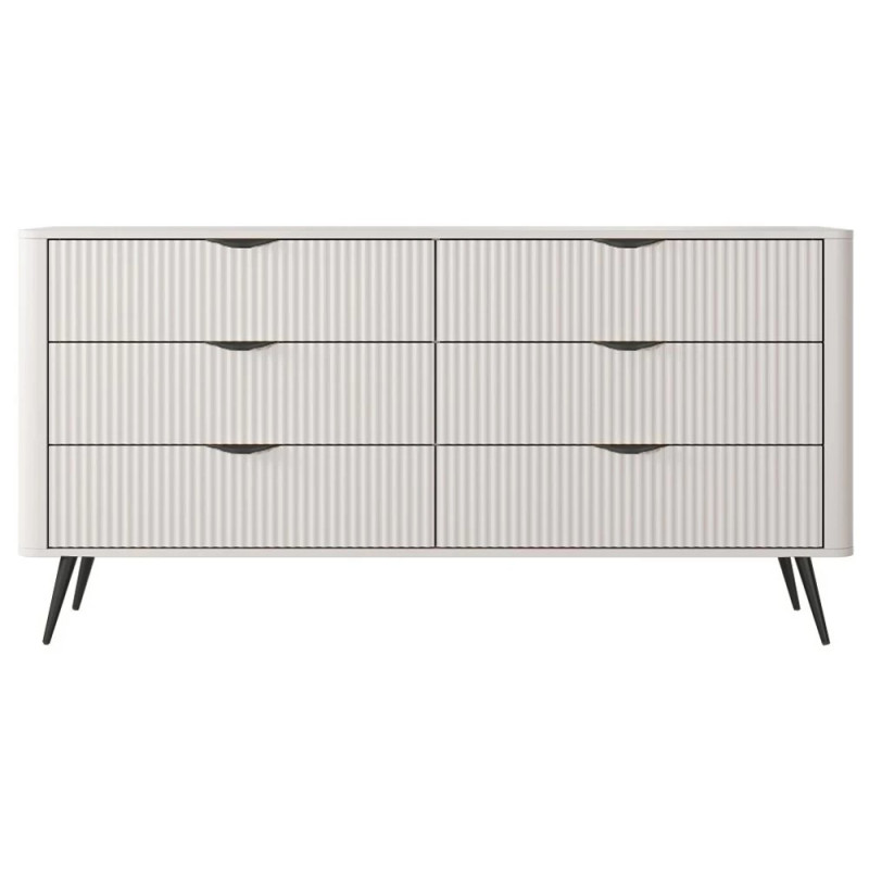 Комод з телескопічними напрямними Perfect Home Lante 6S/163 163,2x81,2x38 Бежевий (чорні ніжки) (PFH-091174)