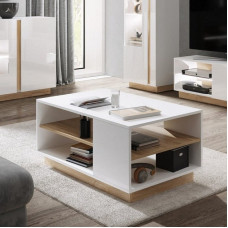 Журнальний стіл Perfect Home Marco 45,5х100х60 Білий/Білий глянець/Дуб грандсон (PFH-091035)