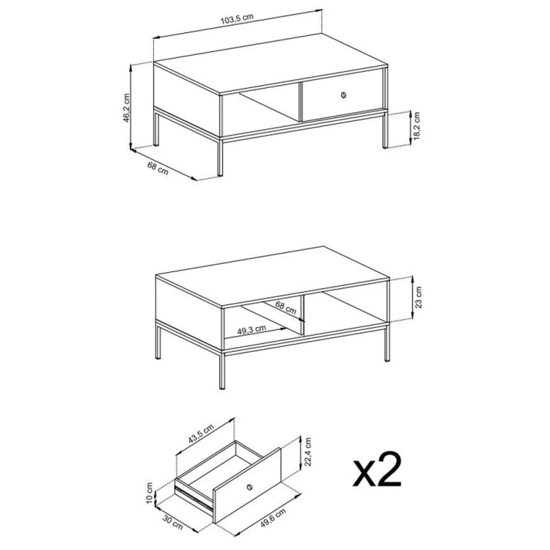 Журнальний стіл з телескопічними напрямними Perfect Home Mono ML104 103,5x46,2x68 Беж пісочний (золоті ніжки) (PFH-091211)
