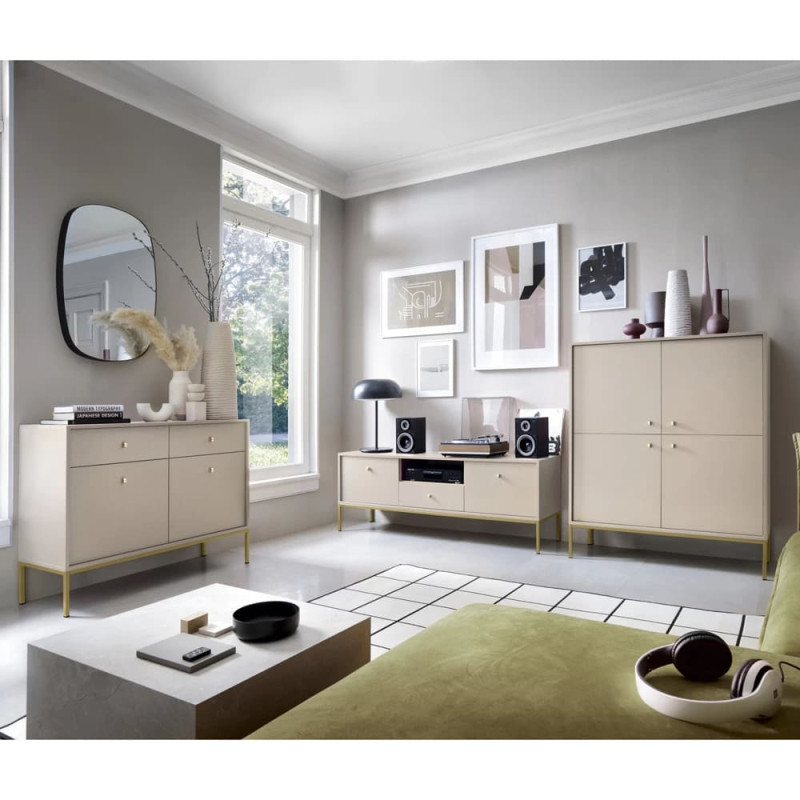 Журнальний стіл з телескопічними напрямними Perfect Home Mono ML104 103,5x46,2x68 Беж пісочний (золоті ніжки) (PFH-091211)