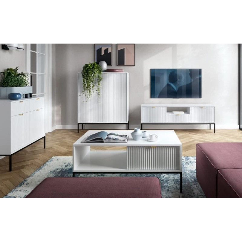 Комод з телескопічними напрямними Perfect Home Nova KSZ104 2D2S 104x63x39 Білий (чорні ніжки) (PFH-091216)