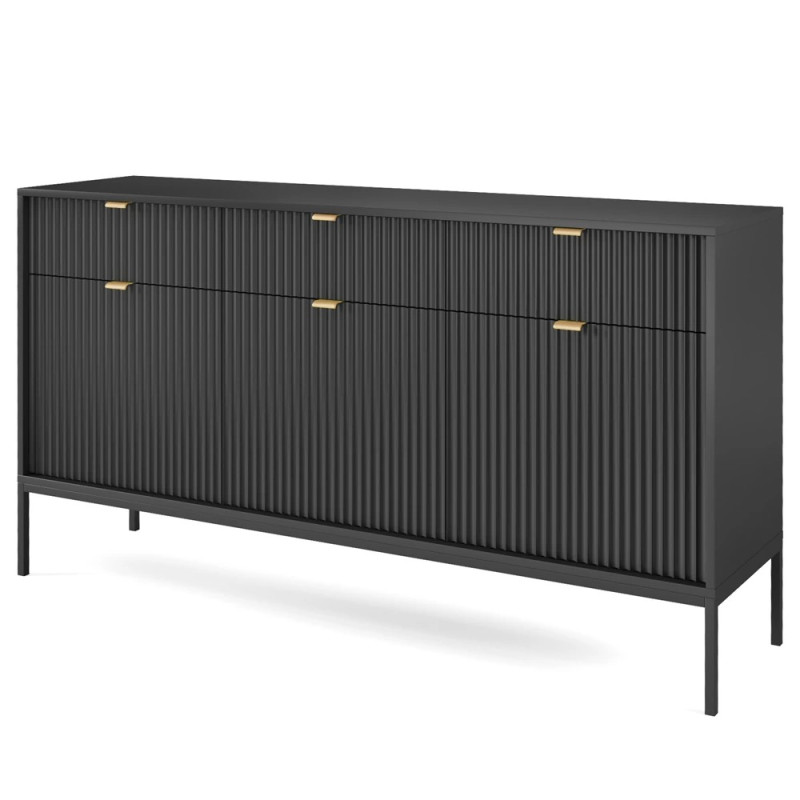 Комод з телескопічними напрямними Perfect Home Nova KSZ154 3D3S 154x63x39 Чорний (чорні ніжки) (PFH-091246)