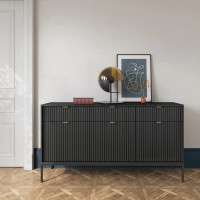 Комод з телескопічними напрямними Perfect Home Nova KSZ154 3D3S 154x63x39 Чорний (чорні ніжки) (PFH-091246)
