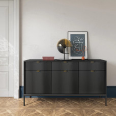 Комод з телескопічними напрямними Perfect Home Nova KSZ154 3D3S 154x63x39 Чорний (чорні ніжки) (PFH-091246)