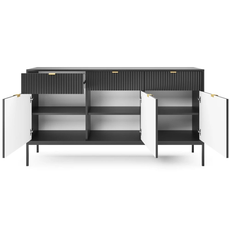 Комод з телескопічними напрямними Perfect Home Nova KSZ154 3D3S 154x63x39 Чорний (чорні ніжки) (PFH-091246)