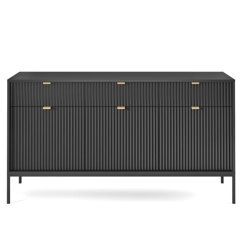Комод з телескопічними напрямними Perfect Home Nova KSZ154 3D3S 154x63x39 Чорний (чорні ніжки) (PFH-091246)