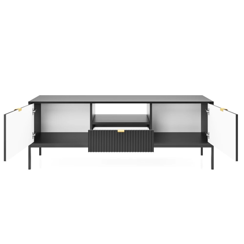Тумба під телевізор з телескопічними напрямними Perfect Home Nova RTV154 2D1S 168х56х39 Чорний (чорні ніжки) (PFH-091219)