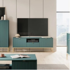 Тумба під телевізор Perfect Home Nova RTV154 154х56х39 2-дверний з 1 шухлядою і золотими ніжками Лабрадор (PFH-091498)