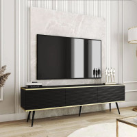 Тумба під телевізор Perfect Home Oro RTV175 MDF 3D 175х53х32 Чорний (чорні ніжки) (PFH-091346)