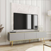 Тумба під телевізор Perfect Home Oro RTV175 3D 175х53х32 Сірий (золоті ніжки) (PFH-091320)