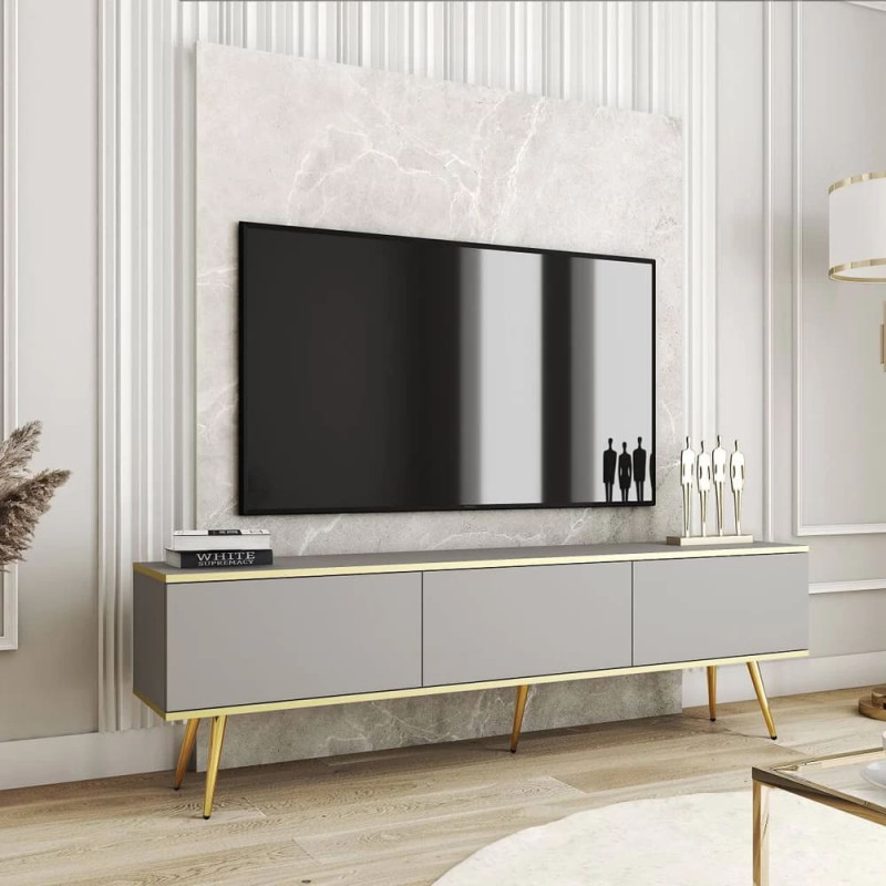 Тумба під телевізор Perfect Home Oro RTV175 3D 175х53х32 Сірий (золоті ніжки) (PFH-091320)