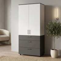 Шафа для одягу Doros Торн Антрацит/Білий 2 ДСП/3Ш (штанга) 90х51.6х200 (DRS-011993)