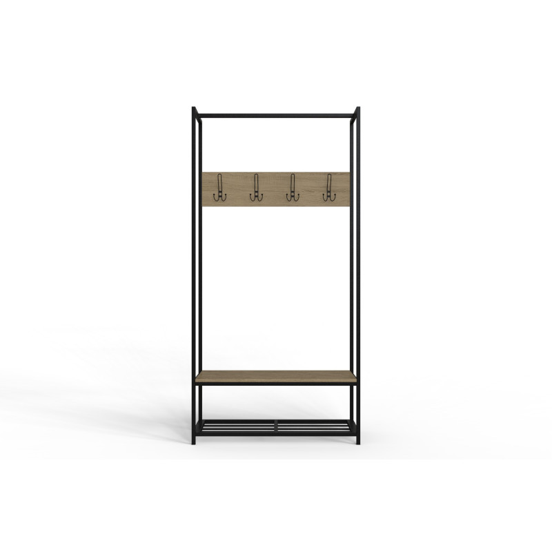 Вешалка напольная модульная Ferrum-decor Трелис 13 180x90x38 черный ДСП Дуб Сонома 16мм (FRD-104328)