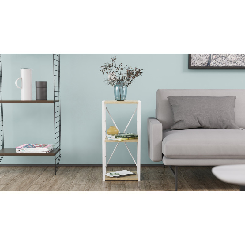 Етажерка 3/34 Ferrum-decor Серії Конект 73x34x28 білий ДСП Дуб Сонома 16мм (FRD-104298)