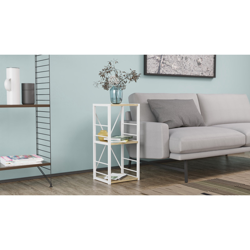 Етажерка 3/34 Ferrum-decor Серії Конект 73x34x28 білий ДСП Дуб Сонома 16мм (FRD-104298)