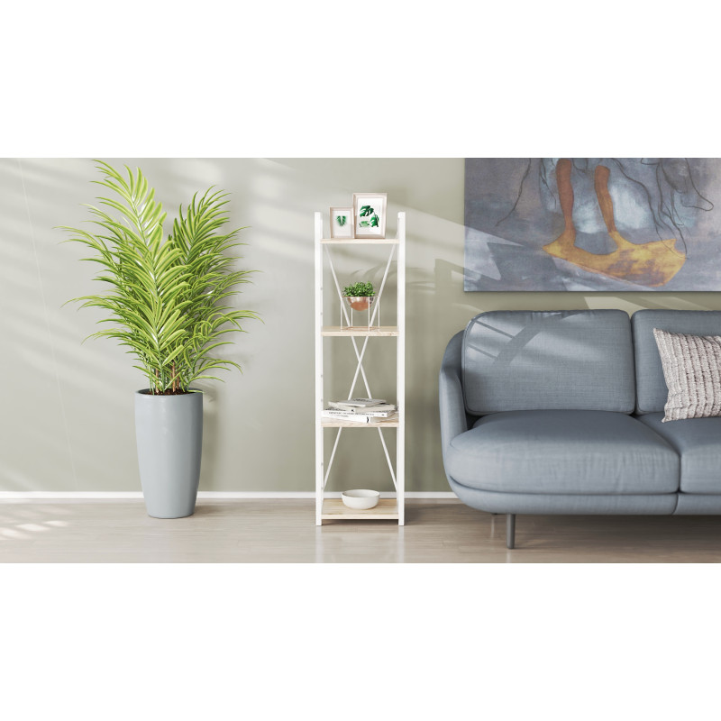 Етажерка 4/34 Ferrum-decor Серії Конект 120x34x28 білий ДСП Дуб Сан-Марино 16мм (FRD-104278)