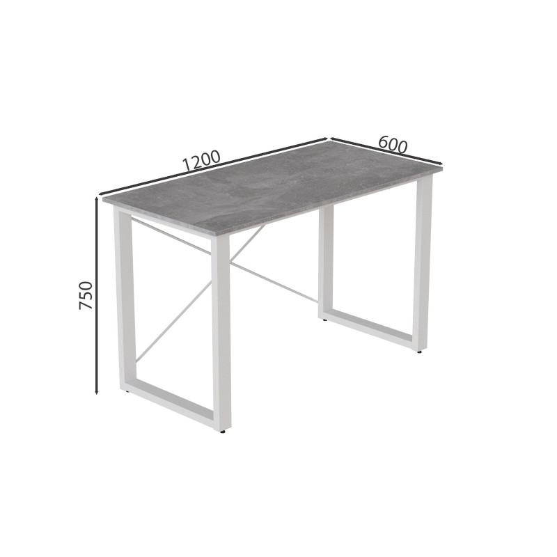 Письмовий стіл Ferrum-decor Драйв 750x1200x600 Білий метал ДСП Бетон 16 мм (FRD-103128)