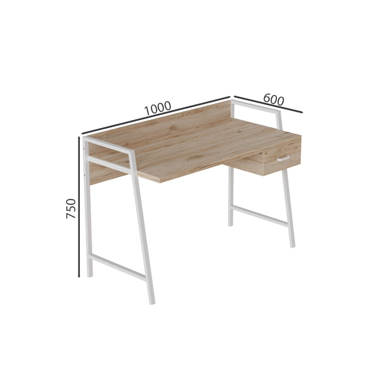 Письмовий стіл Ferrum-decor Комфорт 750x1200x600 Білий метал ДСП Дуб Сан-Марино 32 мм (FRD-103458)