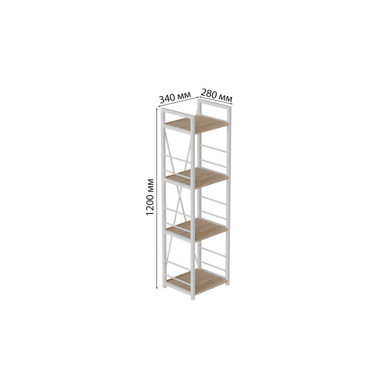 Етажерка 4/34 Ferrum-decor Серії Конект 120x34x28 білий ДСП Дуб Сан-Марино 16мм (FRD-104278)