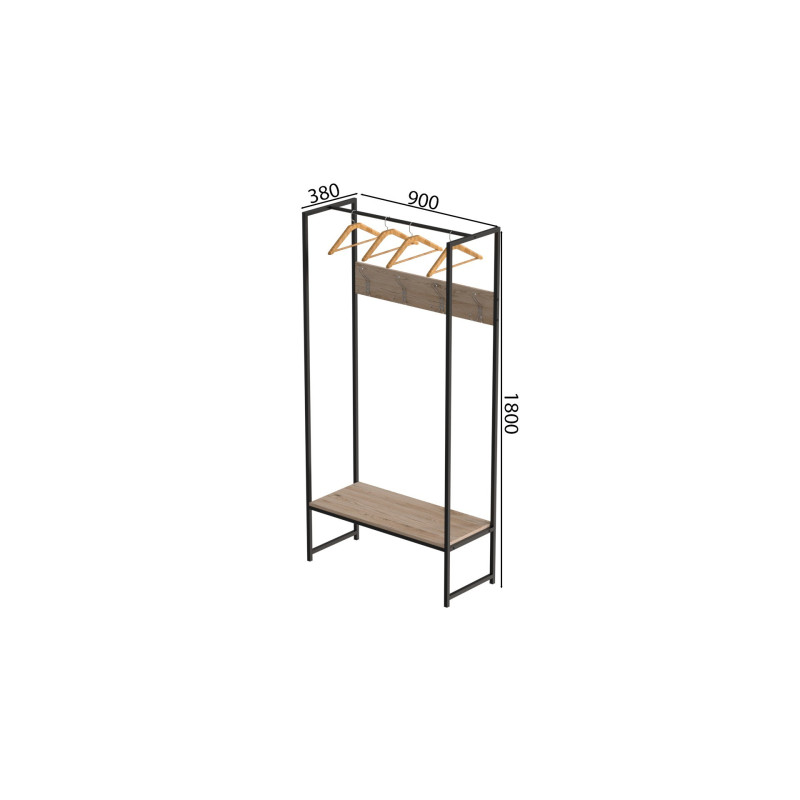 Вешалка напольная модульная Ferrum-decor Трелис 12 180x90x38 черный ДСП Дуб Сан-Марино 16мм (FRD-104308)