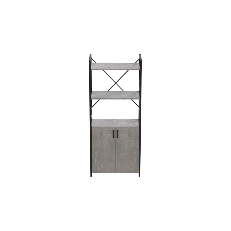 Етажерка 3/60 Ferrum-decor Серії Конект з тумбою 144x60x28 Чорний ДСП Бетон (FRD-104448)