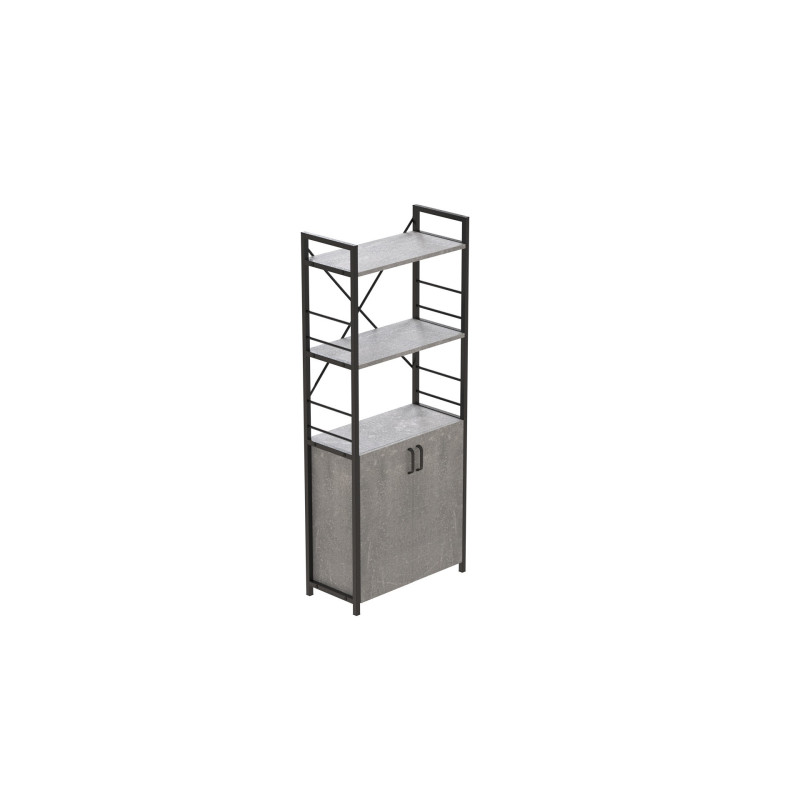 Етажерка 3/60 Ferrum-decor Серії Конект з тумбою 144x60x28 Чорний ДСП Бетон (FRD-104448)
