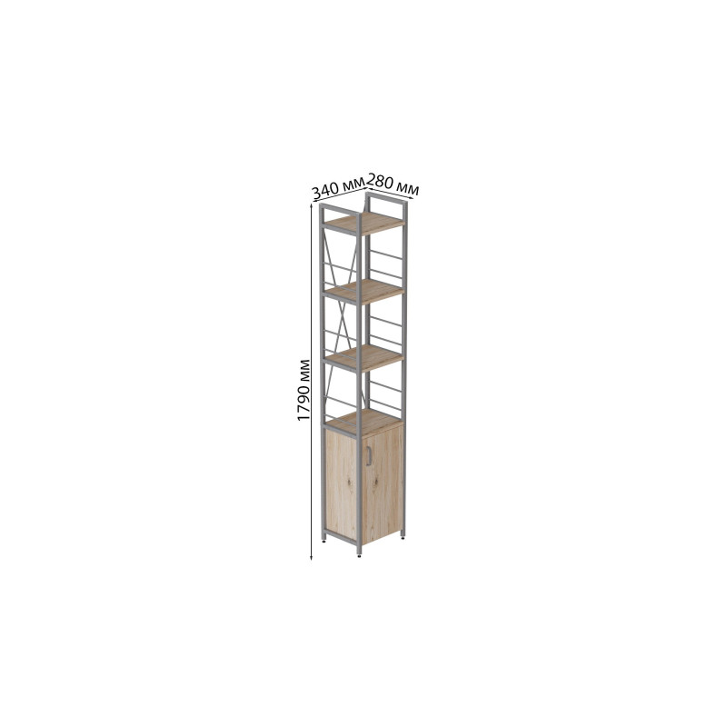 Етажерка 4/34 Ferrum-decor Серії Конект з тумбою 179x34x28 Сірий ДСП Сан-Марино (FRD-104478)