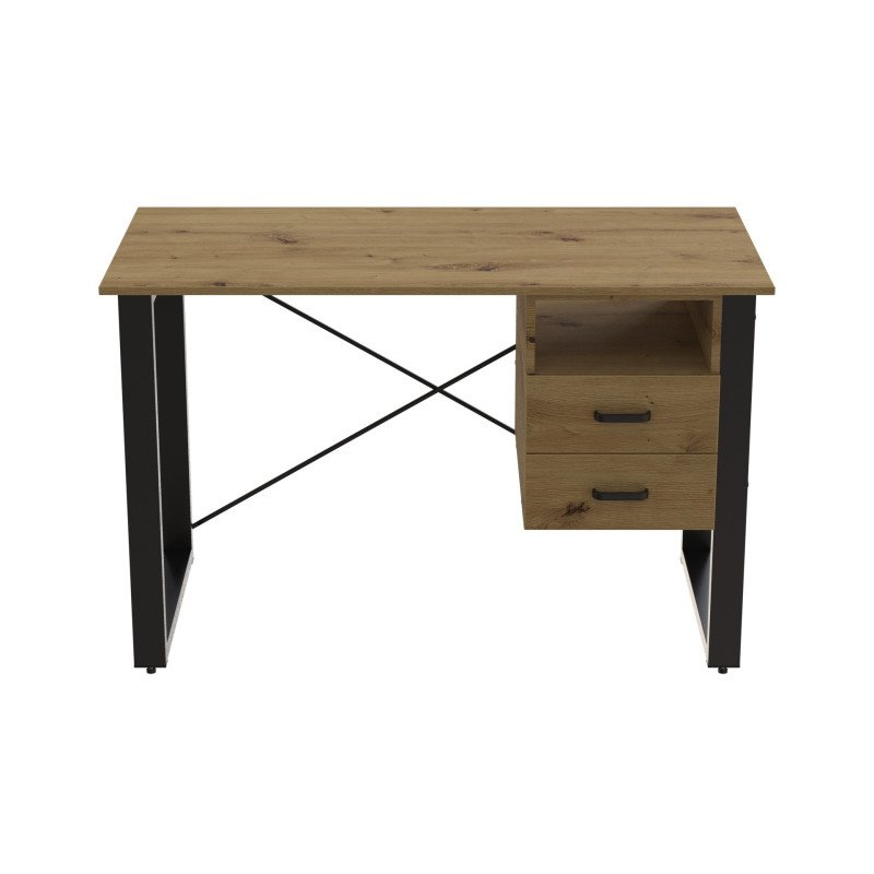 Письмовий стіл із ящиками Ferrum-decor Оскар 750x1200x600 метал Чорний ДСП Дуб Артизан 16 мм (FRD-103218)