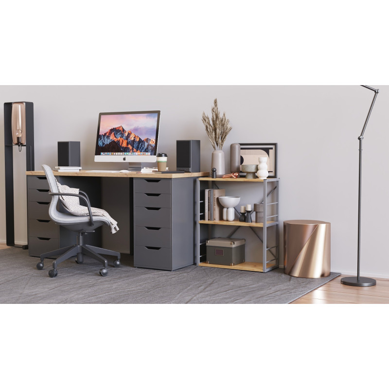 Етажерка 3/60 Ferrum-decor Серії Конект 73x60x28 сірий ДСП Дуб Артизан 16мм (FRD-104268)