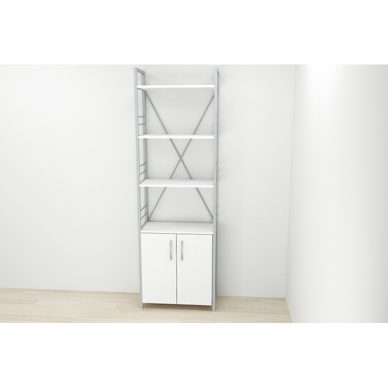 Етажерка 4/60 Ferrum-decor Серії Конект із тумбою 179x60x28 Сірий ДСП Біле (FRD-104498)