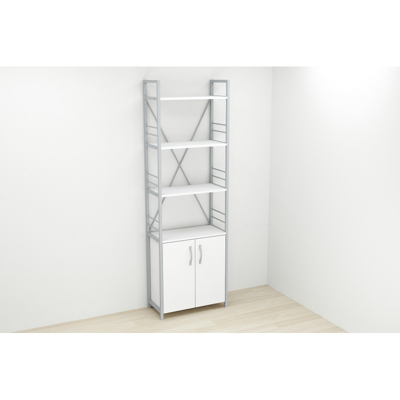 Етажерка 4/60 Ferrum-decor Серії Конект із тумбою 179x60x28 Сірий ДСП Біле (FRD-104498)