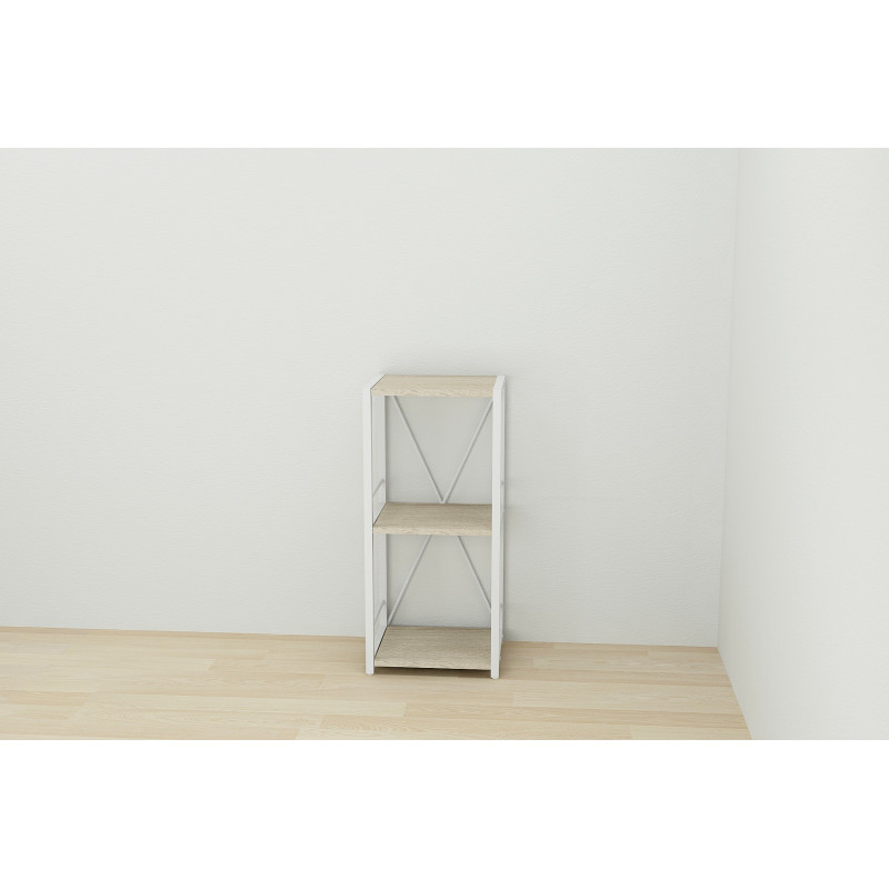 Етажерка 3/34 Ferrum-decor Серії Конект 73x34x28 білий ДСП Дуб Сонома 16мм (FRD-104298)