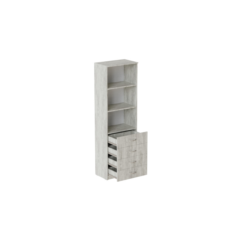 Шкаф Анжело Ferrum-decor на 3 полки с 4 ящика 1900x600x380 ДСП Бетон 16 мм (FRD-104988)