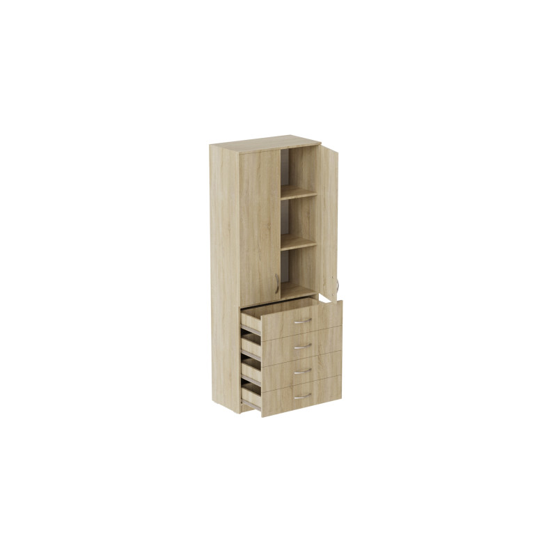 Шкаф Анжело Ferrum-decor на 3 полок с 2 дверями и 4 ящика 1900x700x380 ДСП Дуб Сонома 16 мм (FRD-105028)