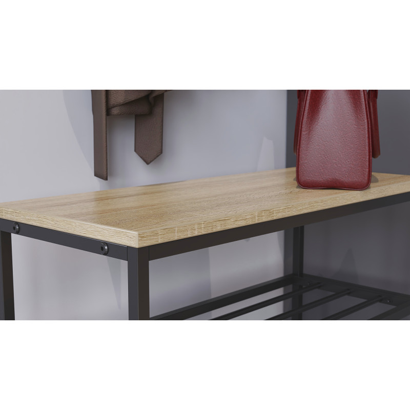 Полиця для взуття Слайм 3 Ferrum-decor 635x630x260 Чорний метал ДСП Дуб Сонома 16 мм (FRD-105158)