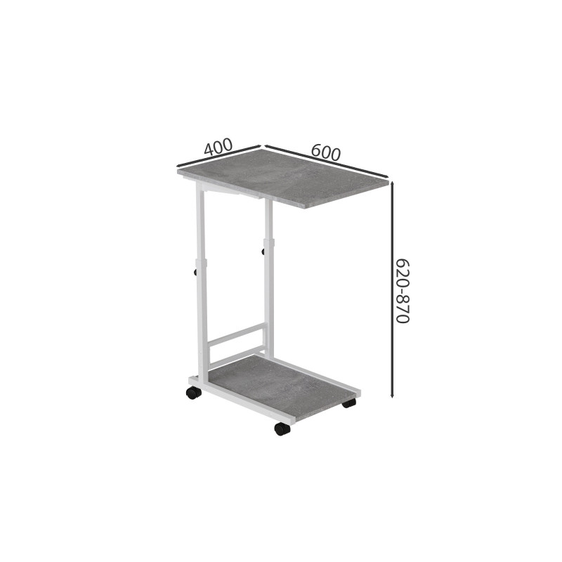 Стол приставной Ferrum-decor Френу 62x40x60 металл Белый ДСП Бетон 16мм (FRD-102518)